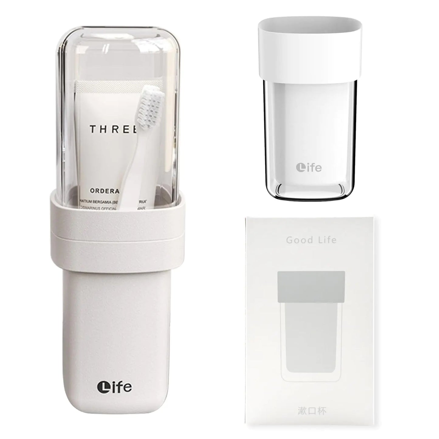 Dluxe Ave. Portable Travel Toothbrush Case Covered Toothbrush Cup Holders (White)