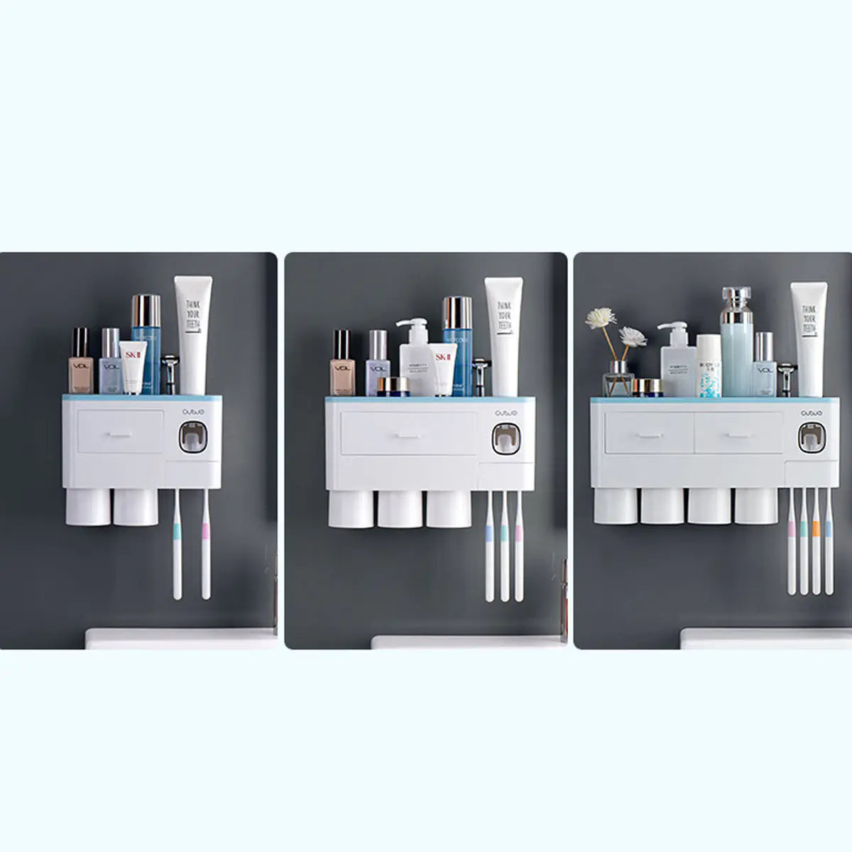 Dluxe Ave. Magnetic Toothbrush Holder Set with Automatic Toothpaste Dispenser