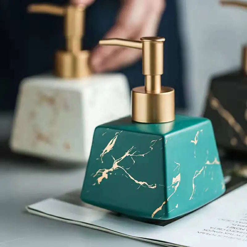 Dluxe Ave. Ceramic Marble Bathroom Pump Bottles for Liquids