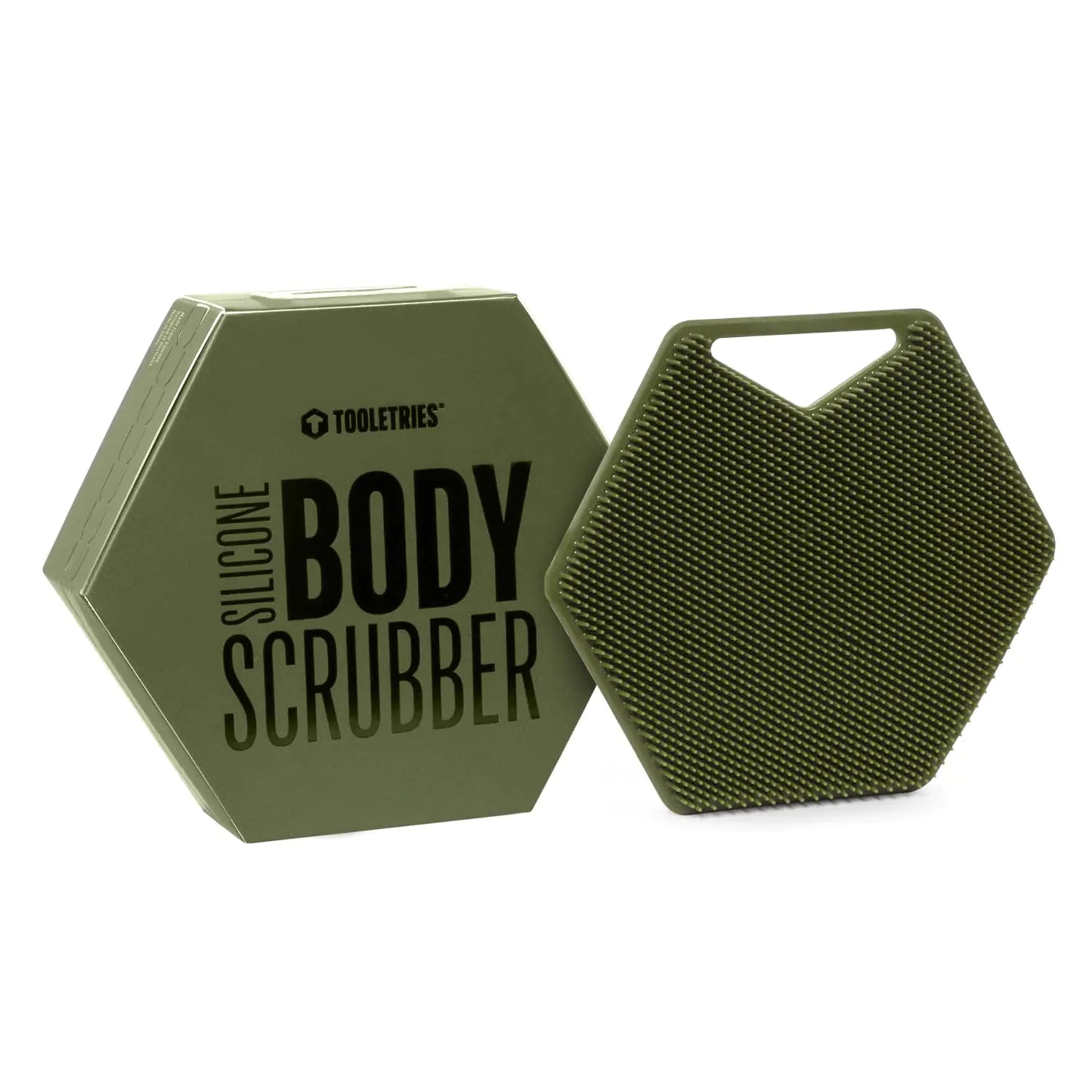 Dluxe Ave. Tooletries - Body Scrubber - Silicone Exfoliating Scrubber - Bathroom & Shower Accessories for Men Travel Essentials for Men - Durable & Long Lasting Body Wash Scrubber for Men - Army Green