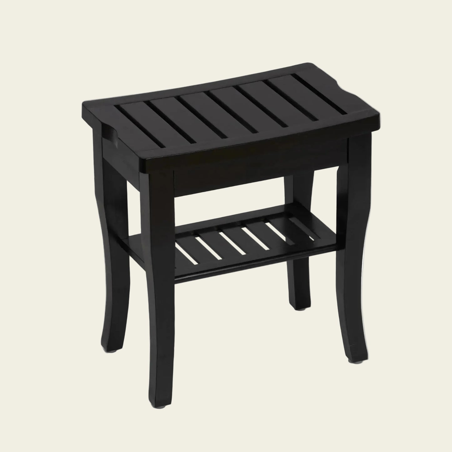 Dluxe Ave. BEKVEM Bamboo Shower Bench Spa Small Shower Stool for Inside Shower Waterproof Bathroom Black