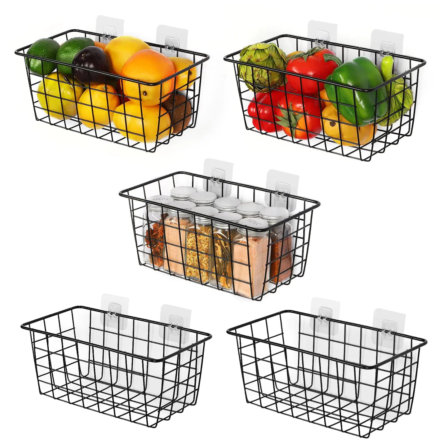 Dluxe Ave. 5 Pack Wire Storage Hanging Wall Basket/ Premium Metal