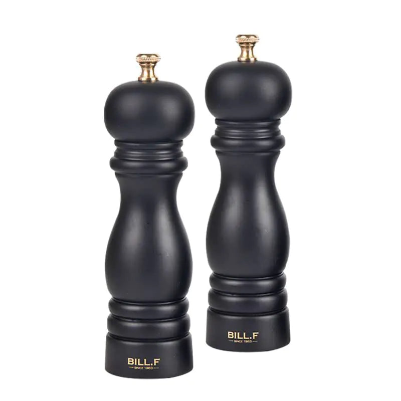 Dluxe Ave. BILL.F Pepper Mill and Salt Mill Grinder 7 Inch Wooden Salt and Pepper Shakers Set of 2 With Adjustable Ceramic Rotor and Easily Refillable