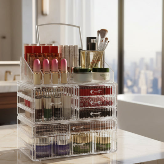 Dluxe Ave. 3 Pack Stackable Clear Make up Organizers