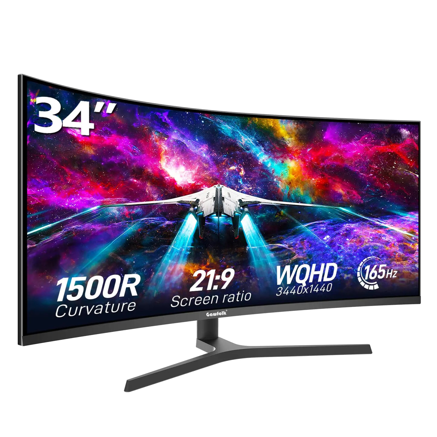 Dluxe Ave. Gawfolk 34 Inch Ultrawide Curved Gaming Monitor 1500R PC Screen 165hz UWQHD 3440x1440 Curved Computer