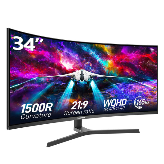 Dluxe Ave. Gawfolk 34 Inch Ultrawide Curved Gaming Monitor 1500R PC Screen 165hz UWQHD 3440x1440 Curved Computer