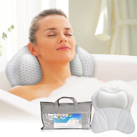 Dluxe Ave.  Bathtub Pillow for Head, Neck, Shoulder, and Back Support/ White