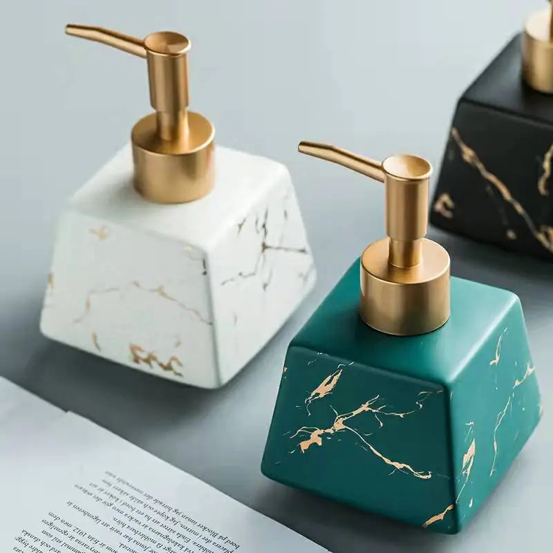 Dluxe Ave. Ceramic Marble Bathroom Pump Bottles for Liquids