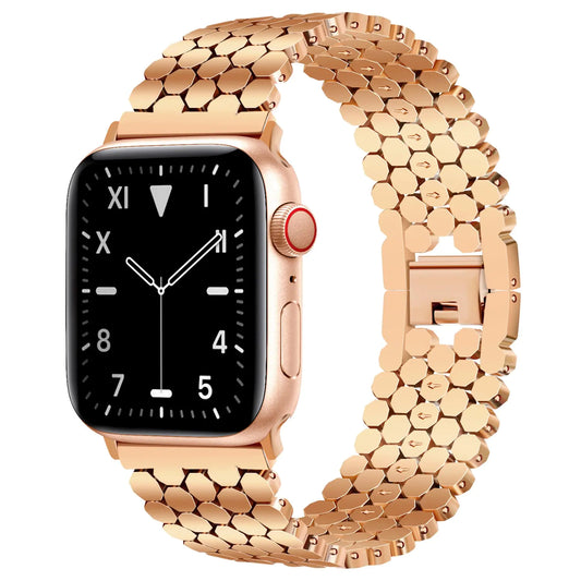 Dluxe Ave. JR.DM Honeycomb Bands Compatible with Apple Watch 38mm 40mm 41mm 42mm 44mm 45mm 46mm for Women,  Gold  Luxury Designer Metal Strap Replacement
