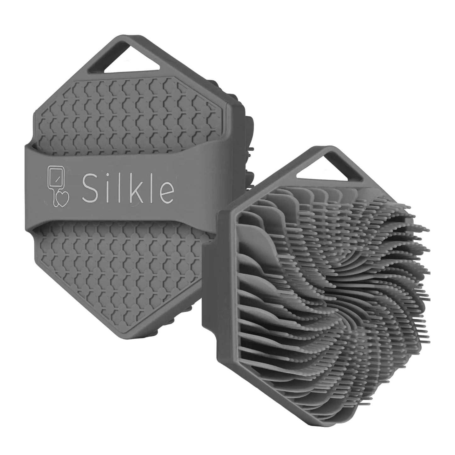 Dluxe Ave. SILKLE Silicone Body Scrubber - Exfoliating Bath Brush and Skin Cleanser - Shower Sponge for Gentle Body Scrub and Wash Gray
